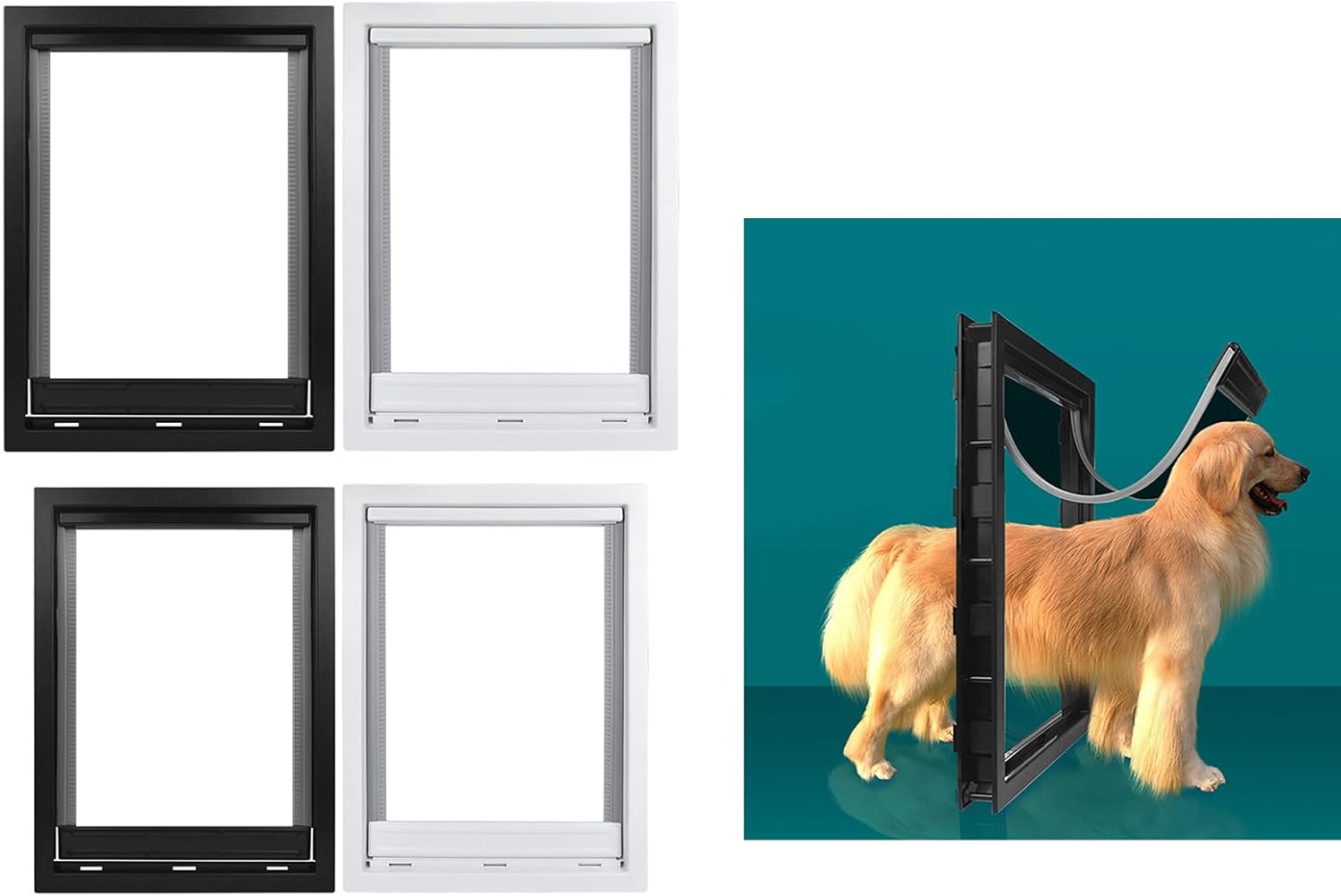 Aluminum Frame Dogs Cats Pet Flap Door Passing Freely Lock Self Closing Porch Door for Balcony Home