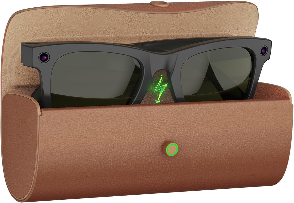 Charging Case for Meta Ray-Ban Glasses - 3500mAh Rechargeable Travel Charger for Wayfarer, Skyler, Headliner & Oakley HSTN (Caramel)