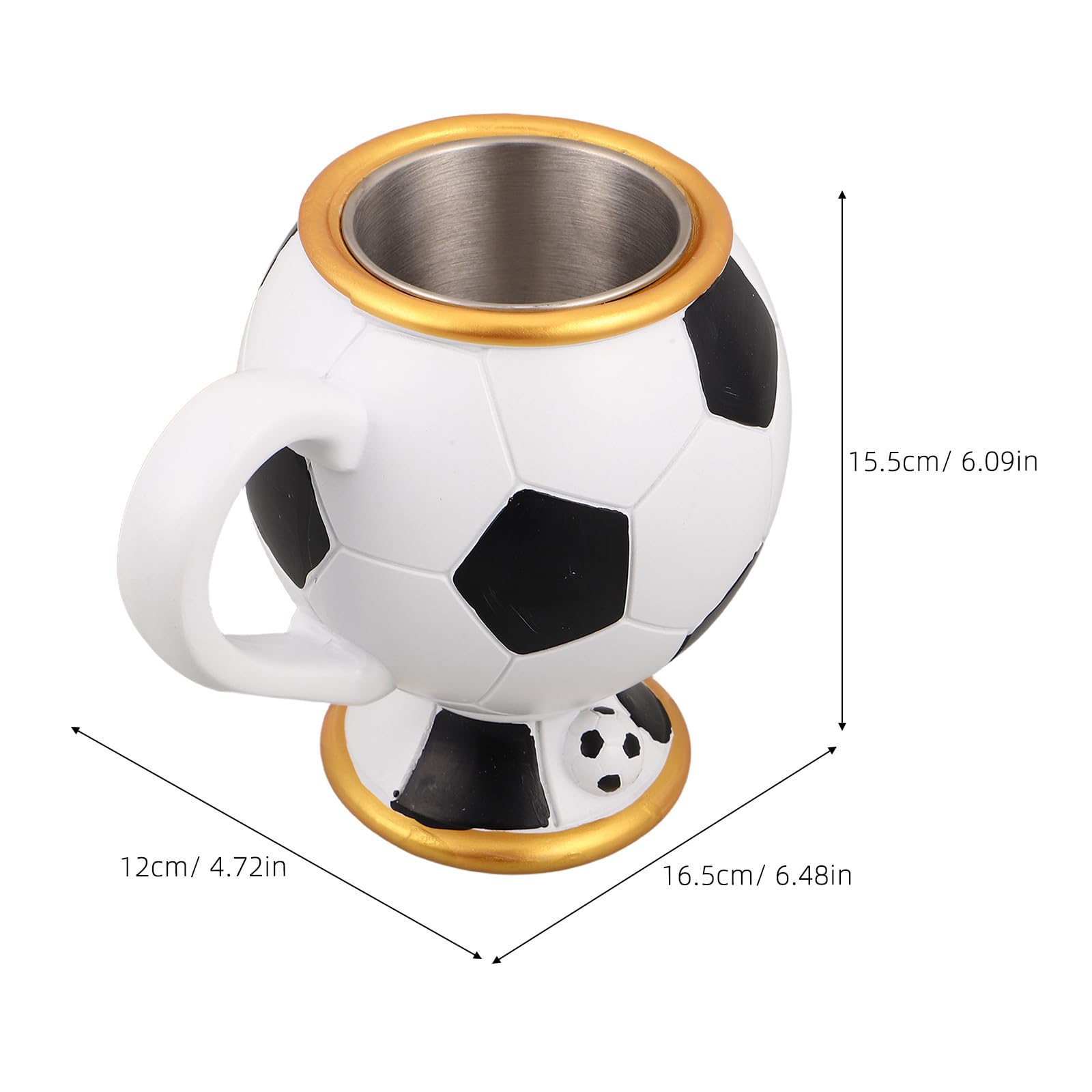 TOYANDONA Tazza da Caffè a Forma di Pallone da Calcio in Resina 420ml con Isolamento e Design Elegante la Festa Mondiale a Casa al Café