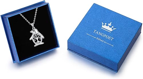 Miniatura 7 de TANGPOET Penguin Necklace 925 Sterling Silver Penguin Pendant Jewelry Gifts for Women Girls with 18"+2" Cable Chain