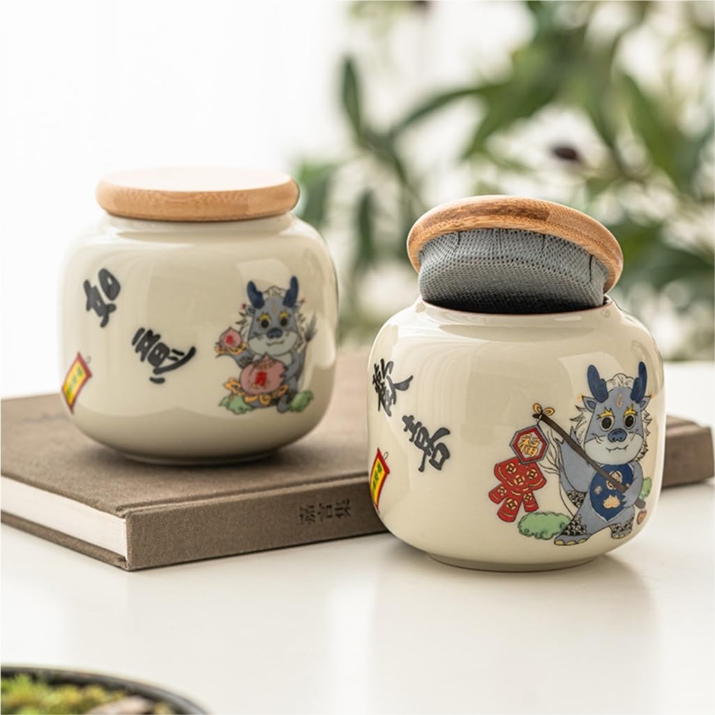 CMBSSTFC Słoik cukru Zbiornik do przechowywania herbaty luzem Przenośny mały szczelny zbiornik Chiński ceramiczny zbiornik do przechowywania herbaty Domowa kuchnia Zbiornik do przechowywania przypraw
