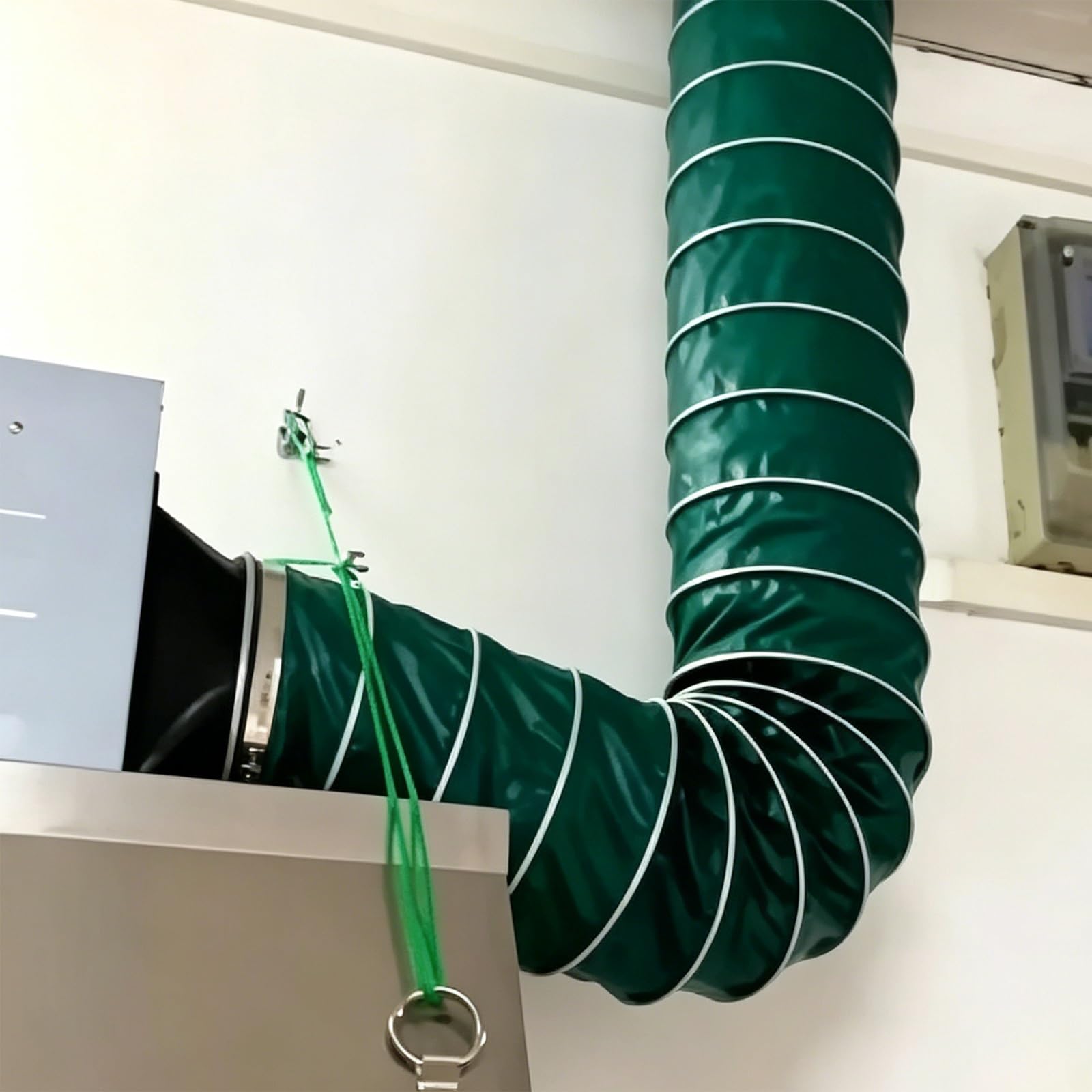 Ventilation ducting Custom Length Flexible Fabric Duct, Compressible Spiral Wire Air Pipe for Mobile Fan Ventilation System, Temporary Air Delivery Usage Green Ducting(Ø 36cm/14.2in)
