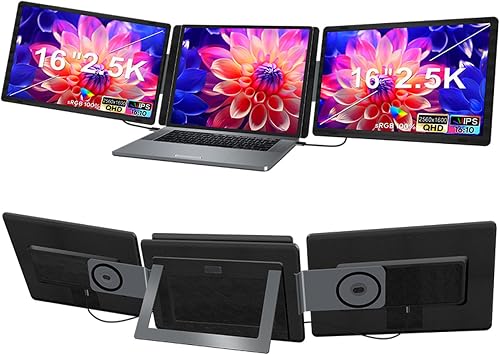 Denash Moniteur Triple écran Portable 16 Pouces 2560 X 16…