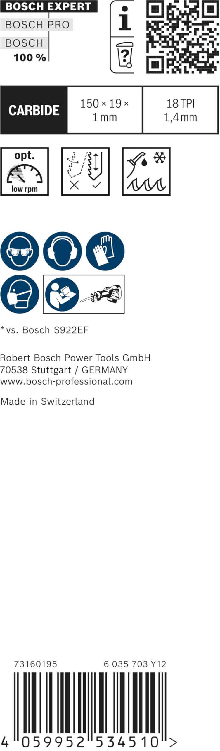 Bosch Professional 3x Expert ‘Thin Tough Metal’ S 922 EHM Säbelsägeblatt (für Edelstahlbleche, Länge 150 mm, Zubehör Säbelsäge)