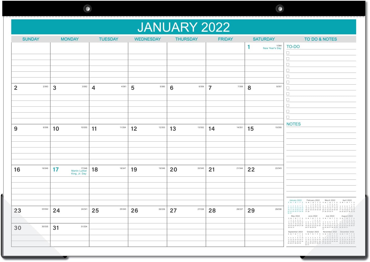 2022 Desk Calendar - 18-Monthly Desk/Wall Calendar, January 2022- June 2023, 12'' X 17'', Large Ruled Blocks for Planning and Organizing for Home or Office : Office Products