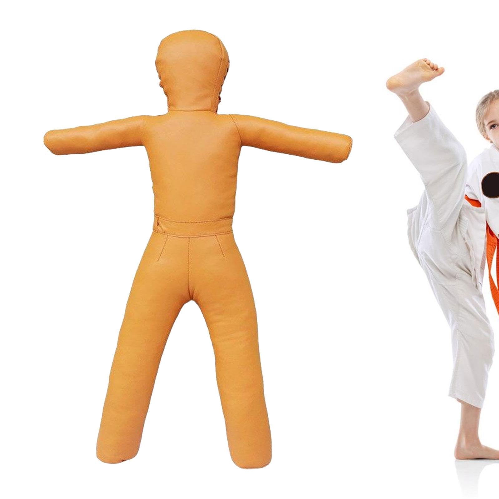 rockible Fighting Training Dummy Martial Arts Unfilled Professional Jiu Dummy PU Leather for Boxing Taekwondo Training Prop, Yellow