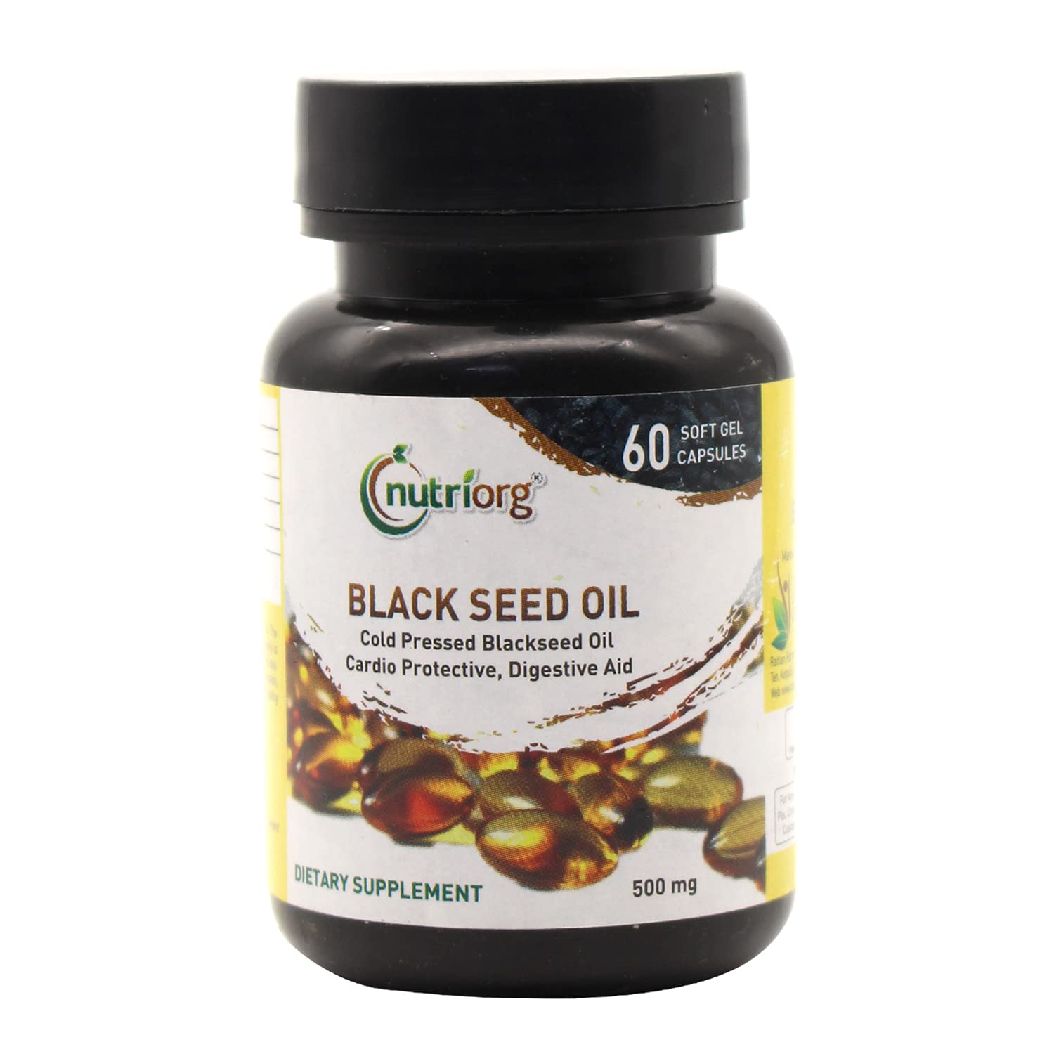 Nutriorg Black Seed Oil, 500 mg Capsules | Extra Virgin Cold Pressed Nigella Sativa | Organic Black Seeds | Supports Weight Loss & BMI Maintenance | 60 Soft Gel Capsules (B085NKNG1D) Amazon Price History, Amazon Price Tracker