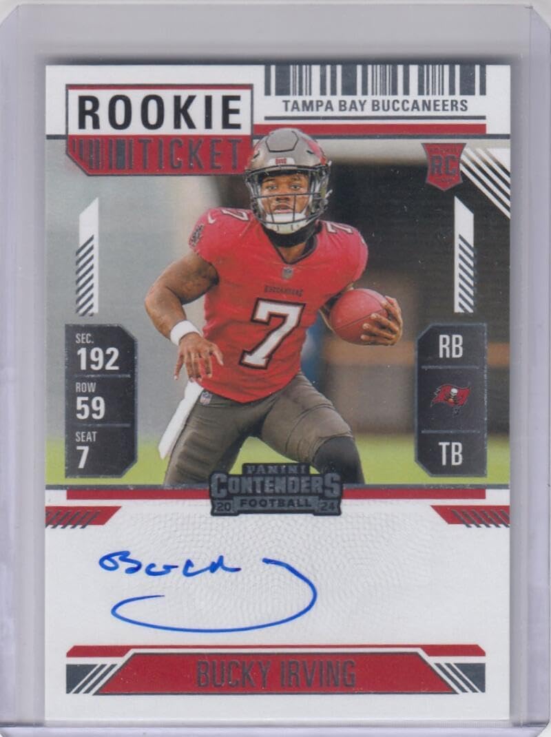 Football Trading Card 2024 Panini Contenders Rookie Ticket Autographs #122 Bucky Irving EX/NM Auto Buccaneers