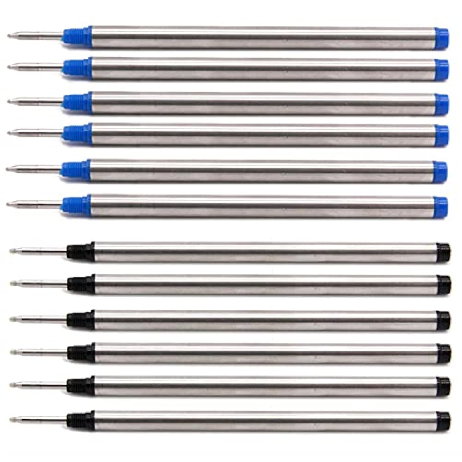 113mm (4.42”) x 6mm (0.24”), 0.5 Tip, Compatible Rollerball Pen Refills fit to Mont Blanc PN: 105159/107878/MNB107878 M710 H-12 M401/M506 P163, German Ink (Blue 6PCS + Black 6PCS)