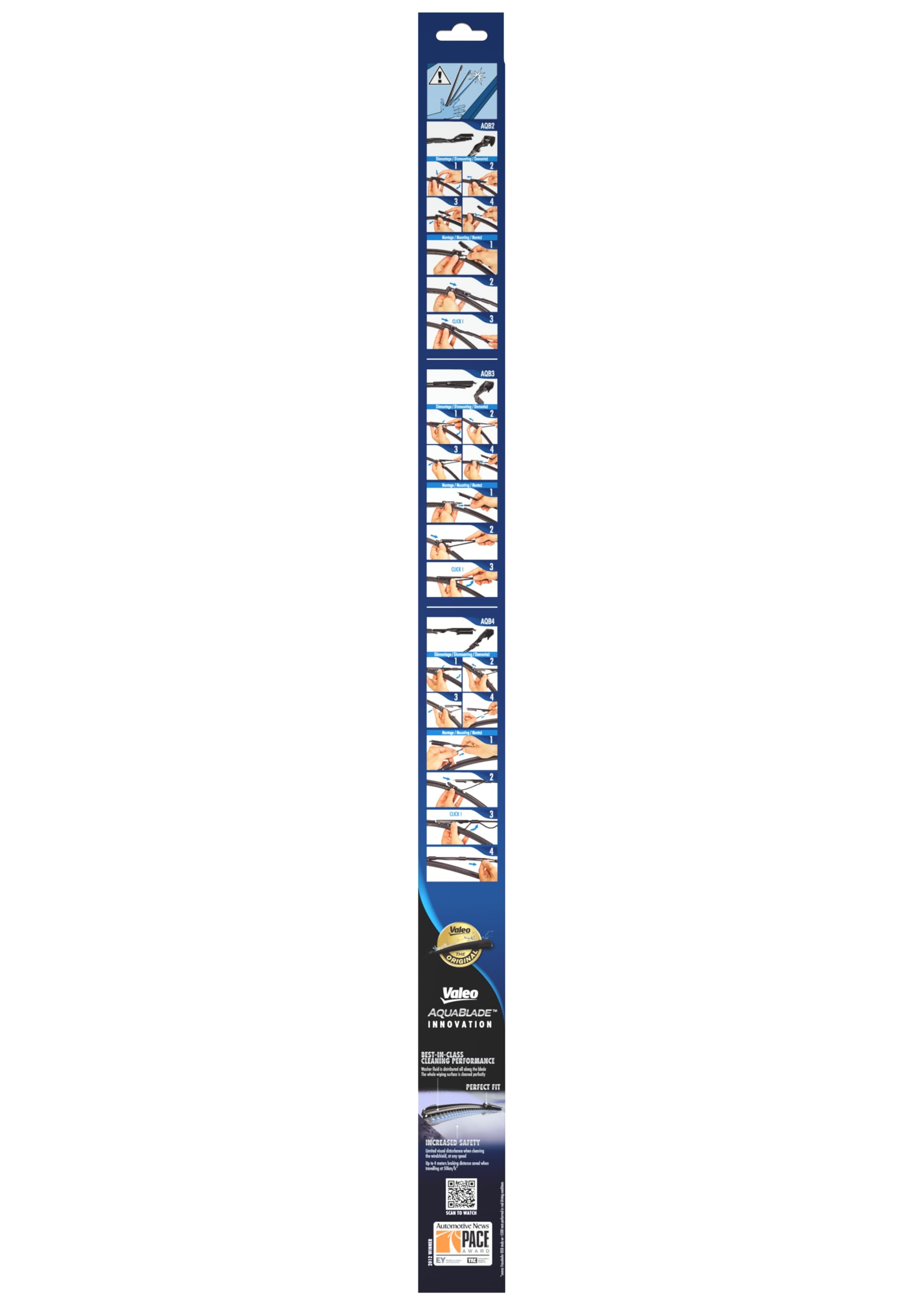 VALEO Silencio Original Aquablade Tergicristalli VA314 Kit di Spazzole Tergicristallo Dalle Migliori Prestazioni di Pulizia e Asciugatura 750mm/730mm Anteriore Confezione da 2 572314