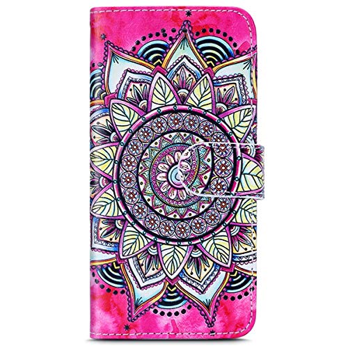 kompatibel mit Moto G5 Plus Hülle,Moto G5 Plus Schutzhülle,Lederhülle für Motorola Moto G5 Plus Tasche Leder Flip Case Brieftasche Etui Schutzhülle Flip Hülle Handytasche,Bunt Mandala