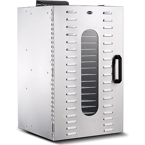 Food Dehydrator 20 Stainless Steel Trays, Food Dryer Machine for Fruit, Vegetables and Meat, with 86 ℉ - 194 ℉ Adjustable and 0~24 Hours Digital Time Control, Silver