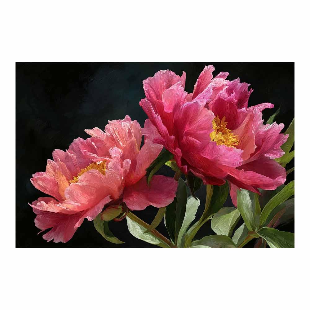Xeniou Multicolor Flowers Canvas Darkest Pink Peony Wall Art Canvas Wall Art, For Living Room Bedroom Restaurant Home Office Wall Decoration(Multicolor)-80X120cm Unframed