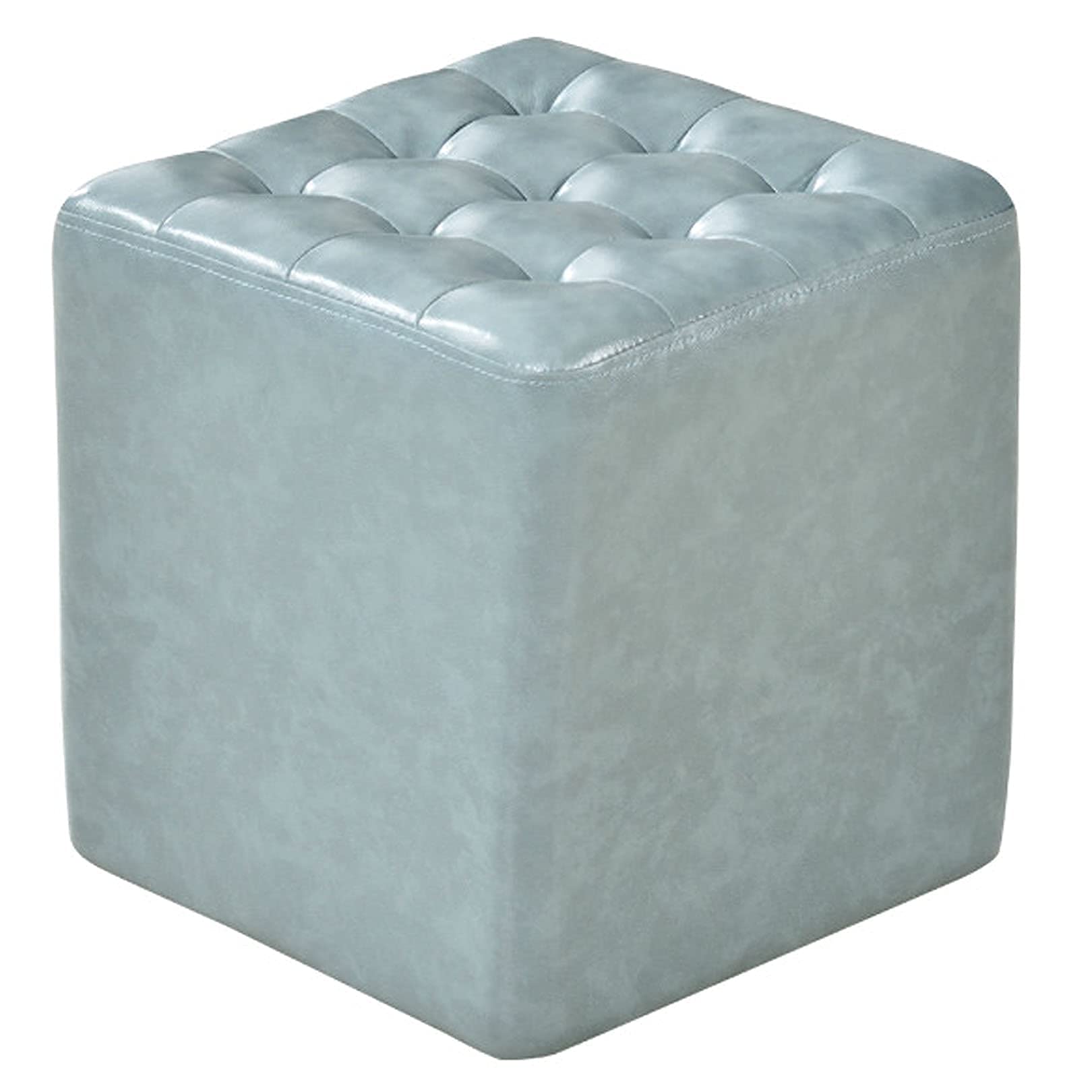 Repose-pieds carré en similicuir bleu imperméable pour canapé