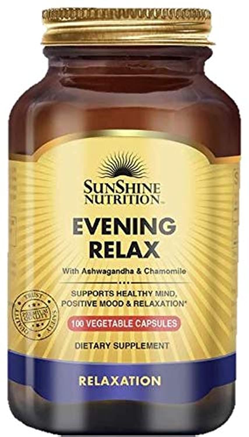 Sunshine NutritionEvening Relax with Ashwagandha & Chamomile, Supports Healthy Mind, Positive Mood & Relaxation, 100 Vegetable Capsules
