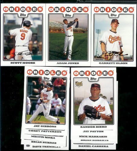 Baltimore Orioles Baseball Cards - 5 Years Of Topps Team Sets 2007,2008,2009,2010, & 2011 - Includes ALL regular issue Topps Cards For 5 Years - Includes Stars, Rookie Cards & More!