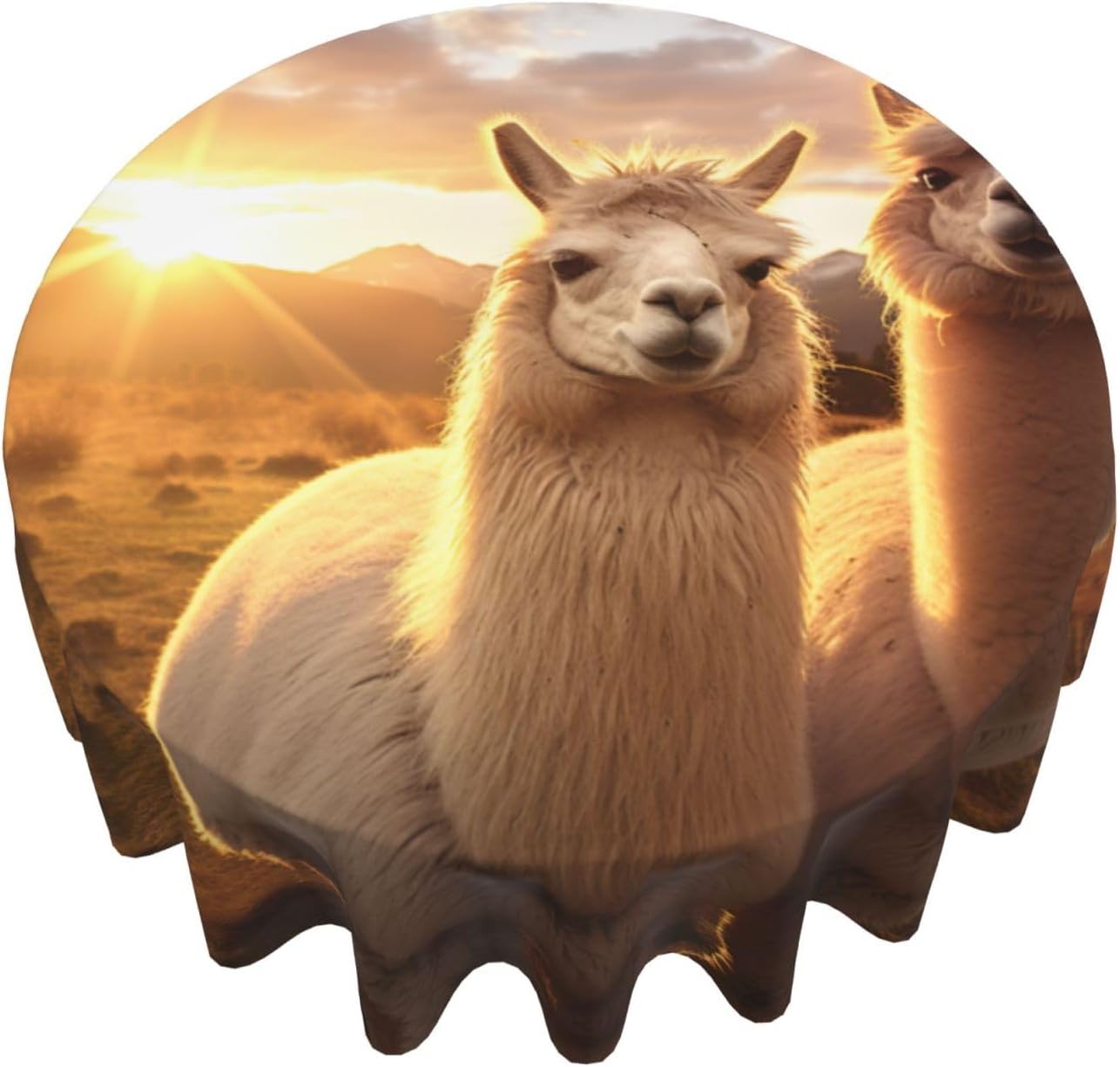 Alpaca Llama2 Print Wrinkle Free Dining Table Cover for Birthday Party Farmhouse Tablecloths Up to 60 x 60 Inches