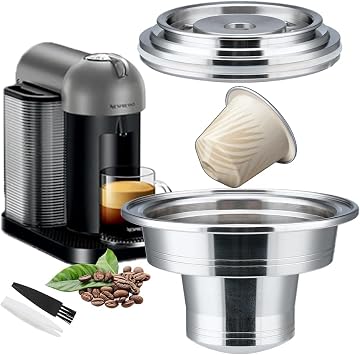 Sesama Reusable Coffee Pods Adapter Stainless Steel Converter Holder Compatible with Nespre.sso Vertuo ENV135 GCA1 Machine Brewing Espresso Original line Coffee Flavor, Sliver