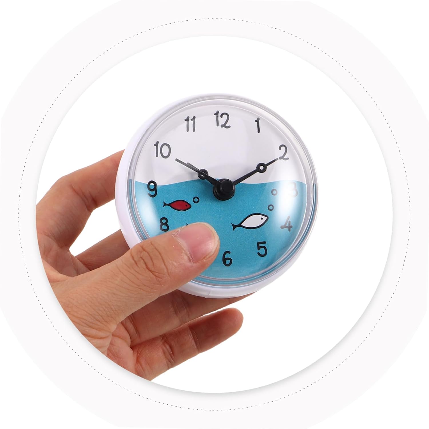 VALICLUD Waterproof Shower Clock for Bathroom with Suction Cup, Silent Operation Small Wall Clock with Mirror Display and Replaceable Battery, Modern Stylish Timer for Office or Bedroom