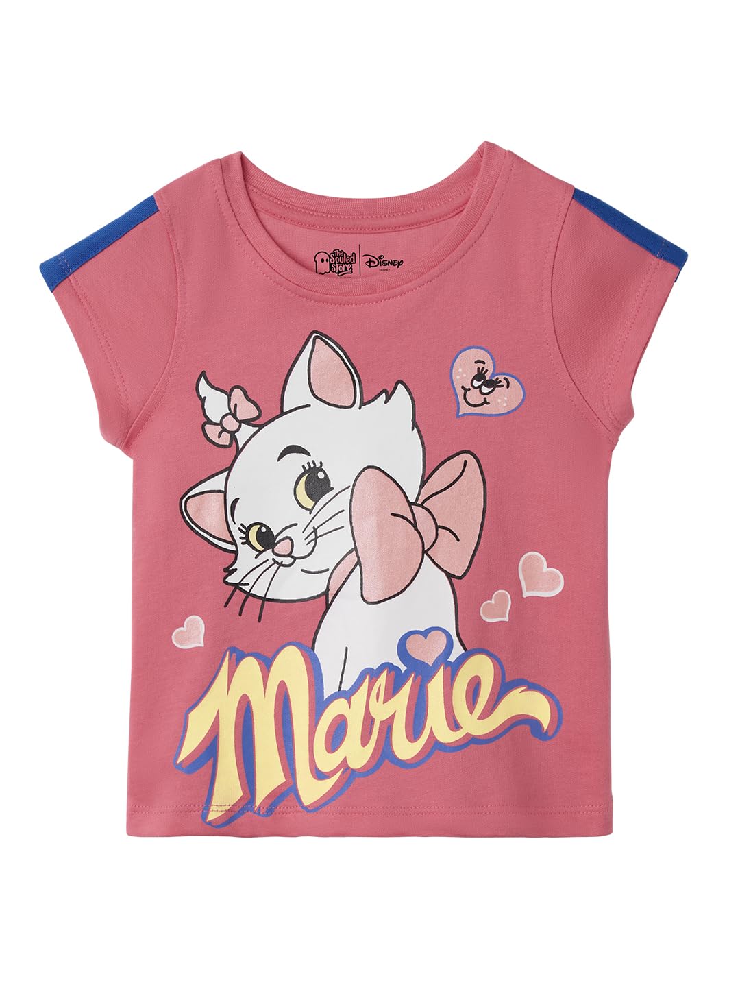 The Souled Store Disney Marie - Camisetas de algodón estampadas de manga corta con cuello redondo