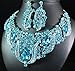 Janefashions Breathtaking Austrian Rhinestone Bib Necklace Earrings Set Bridal N1623t Teal