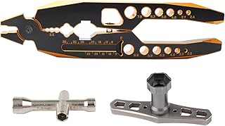 Rchobbytop RC Shock Pliers Multi-Function Rod Ball Clamp Tool & 17mm Wheel Nut Wrench & Mini Cross Wrench for 1/8 1/10 RC Cars Trucks Crawlers Buggy, Gold-Black
