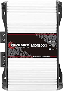 Taramps MD 1200.1 Full Range Amplifier 1200 Watts RMS 2 Ohms 1 Channel High Efficiency Mono Amplifier Class D, Bass Boost Car Audio Sound Monoblock, Crossover, High Power Amp