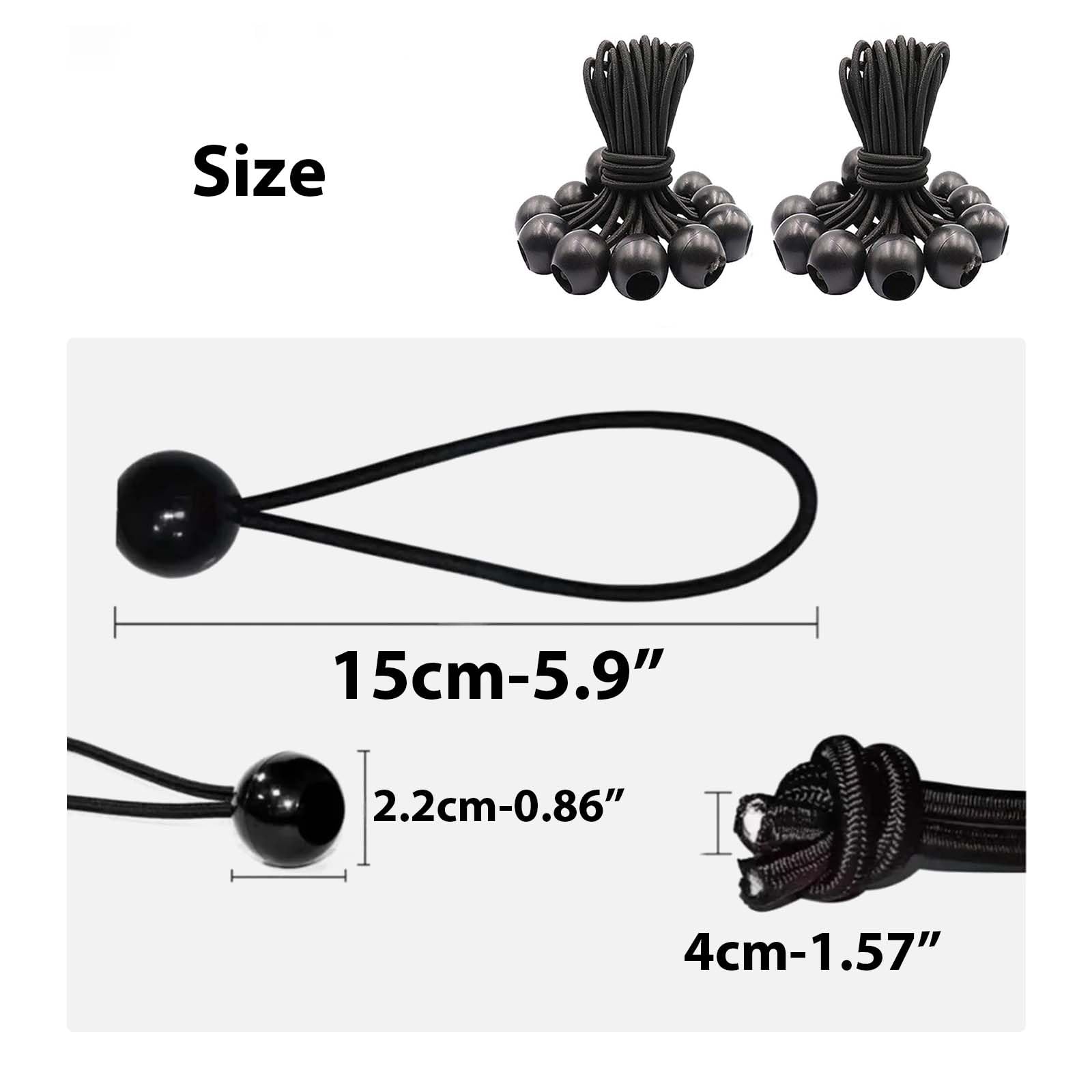 Bungee Cords with Balls, ShiningUU 20pcs Reusable Black Polyester Small Elastic Ties for Tent Tarpaulin, Flag Pole, Canopy - Image 2