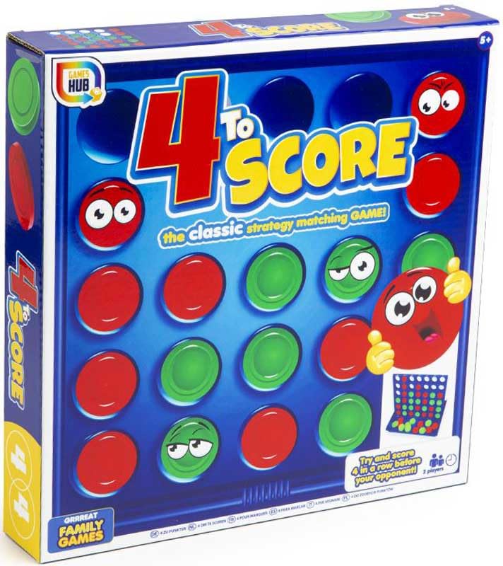 Games Hub 4 To Score Classic Strategy Board Game, Family Fun, Connect 4 Matching Game, Blue, Standard