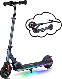 Caroma E Scooter Kinder von 8-12 Jahren,bis zu 16 km/h & 8 km,Elektroroller Kinder mit Bunte Leuchten, LED-Anzeige,Einstellbare Geschwindigkeit und Höhe,Leichter Faltbarer Elektroscooter