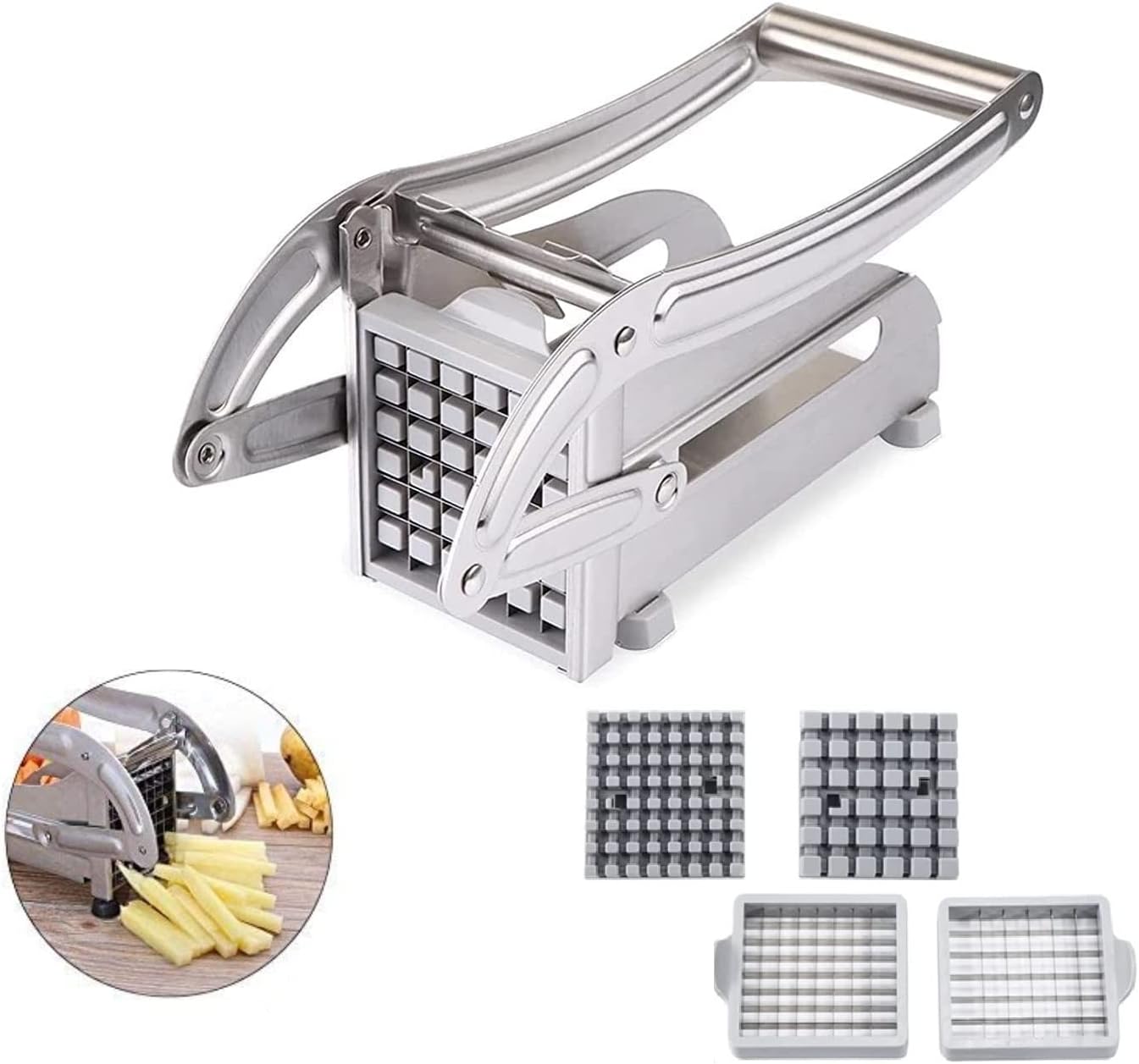 NechTech Stainless Steel Manual Potato Cutter French Fries Slicer