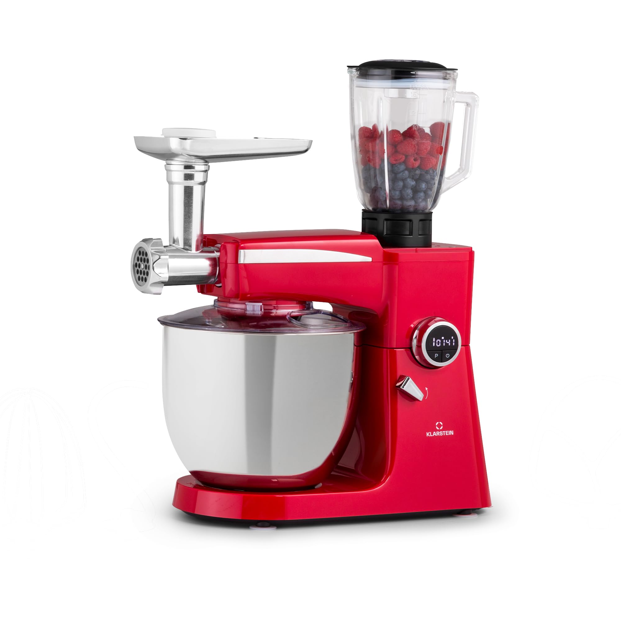Klarstein Robot de Cocina, Batidora Vaso Multifuncional 2000W Con Picadora de Carne, Batidoras y Procesadores 3 en 1 para la Cocina, Electrodomésticos para Cocinar, Amasadora Acero Inoxidable 10l.