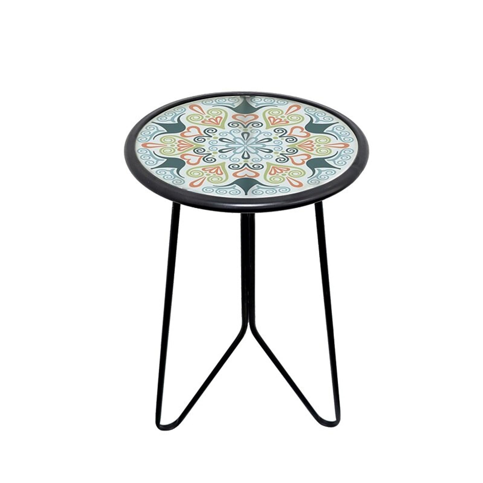 Table d'appoint en métal et verre stable pour petits balcons et salons
