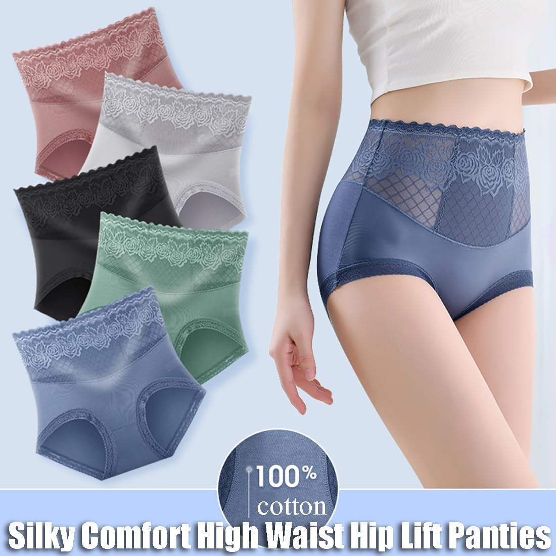 Braguitas Aluxeline,Lacyfit - Braguitas de Cintura Alta y realce de Caderas con Comodidad Sedosa,Ropa Interior Lacyfit para el Control del Abdomen (6 Piezas,5XL)