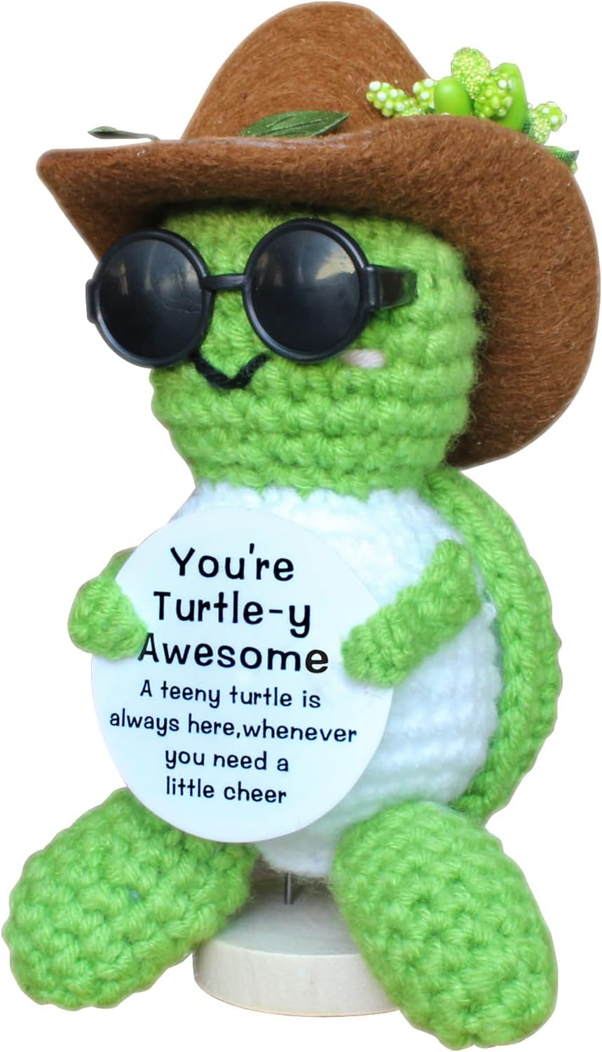 Positive Turtle Decor, Crochet Turtle Gifts, Mini Positive Crochet Animals, Positive Potato,Support Emotional Home Decor, Birthday Gifts for Mom, Best Friend, Brother, Father, Boyfriend