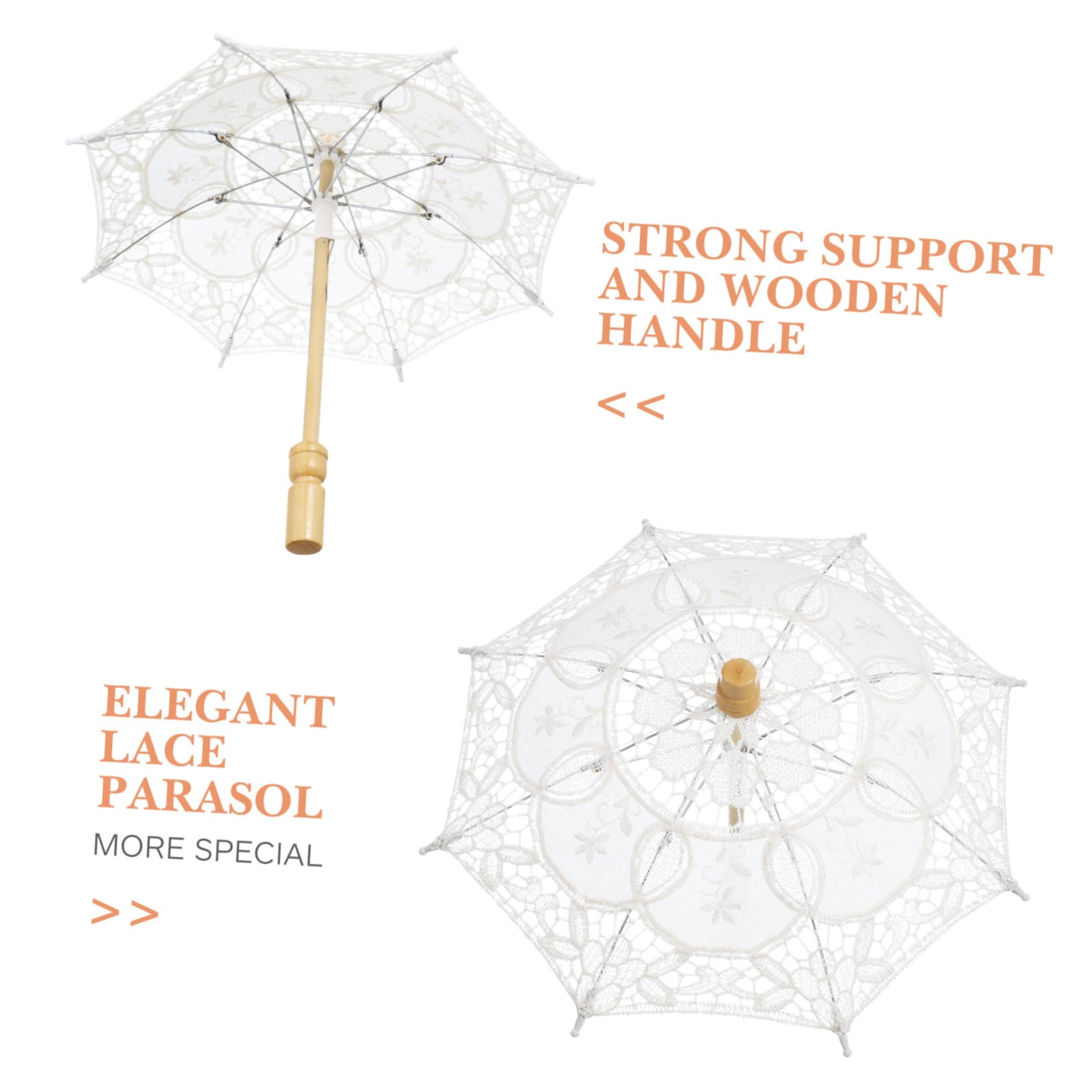 SOIMISS 4stücke Hochwertiger Eleganter Spitzenschirm Für Hochzeiten Und Fotografie Weißer Handgefertigter Regenschirm Mit Wunderschöner Stickerei Und Ergonomischem Griff Für Braut Und