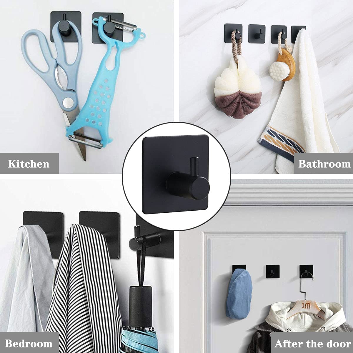 JIALTO 6 PCS Wall Hooks for Hanging Strong, Heavy Duty Stainless Steel Waterproof Towel Hooks Stick on Hooks Wall Hangers Sticky Hooks for Hanging Bathroom Kitchen — Amazon image 7