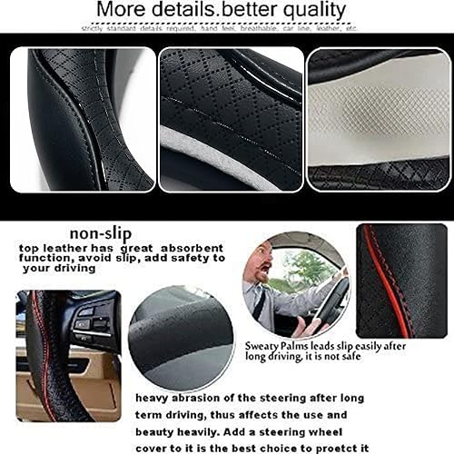 Miniatura 3 de Funda de volante de cuero de microfibra para coche, tamaño mediano, cubierta universal para volante de coche, cubierta transpirable, cubierta