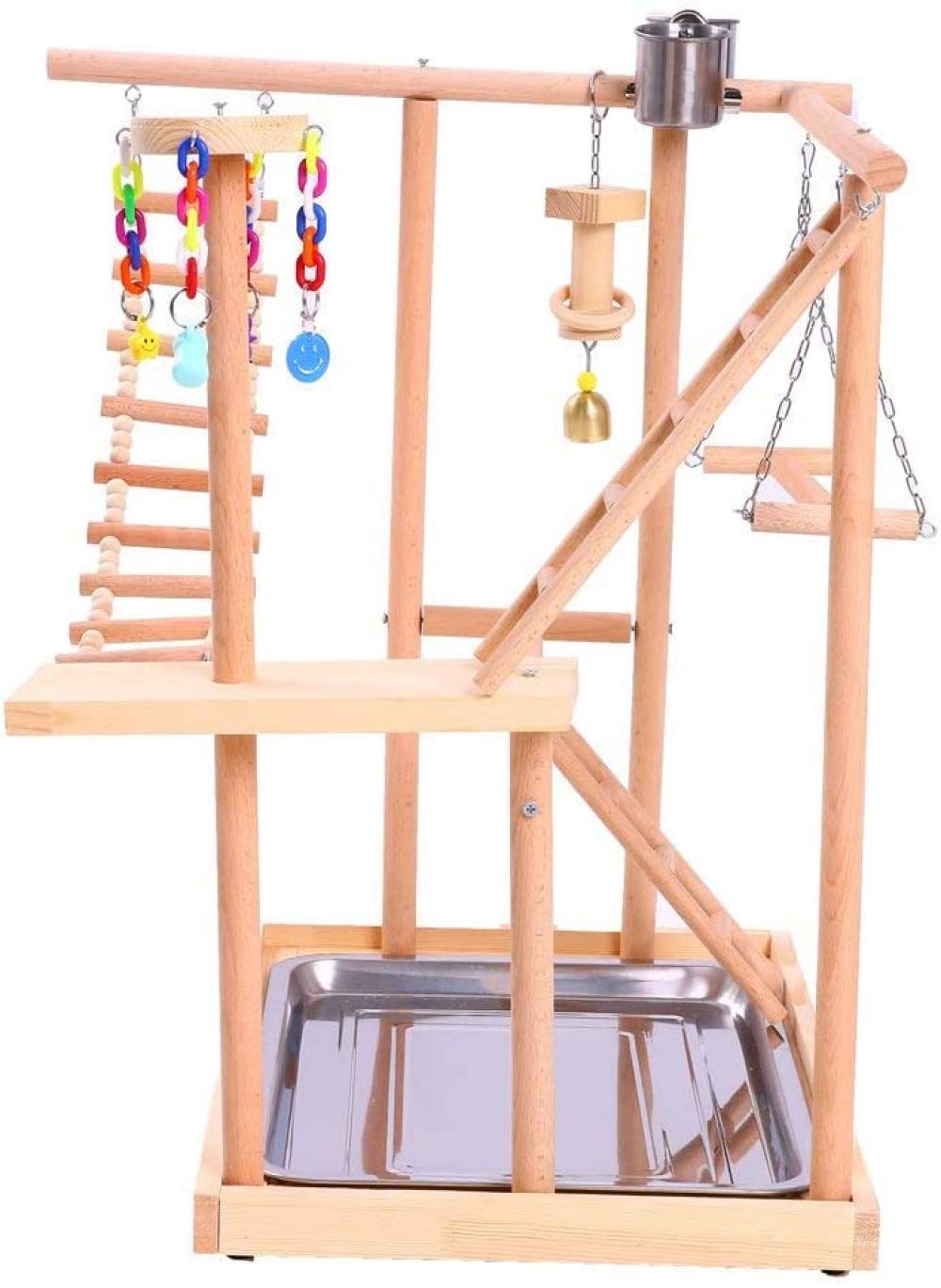 Perchas para Pájaros Nido Soporte para Juegos Gimnasio/Loro Zona De Juegos Interactiva, Percha para Pájaros Soporte De Plataforma Puente Colgante Escaleras De Madera para Subir