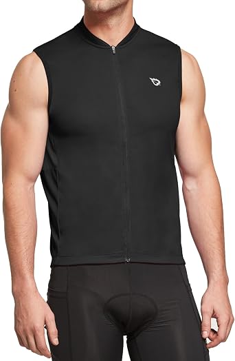 baleaf Mens Sleeveless Full Zip Cycling Jersey with UPF 50+ Pockets