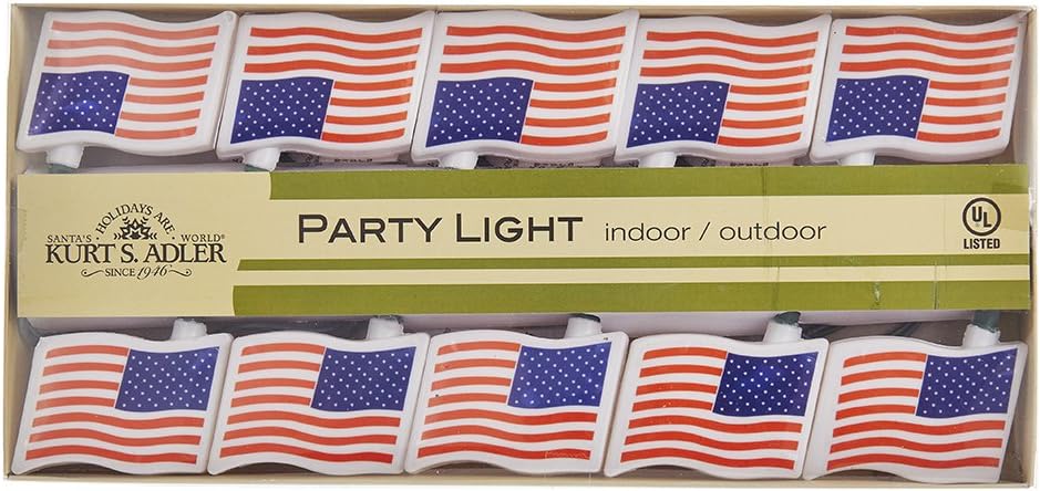 Kurt Adler UL 10-Light USA Flag Light Set