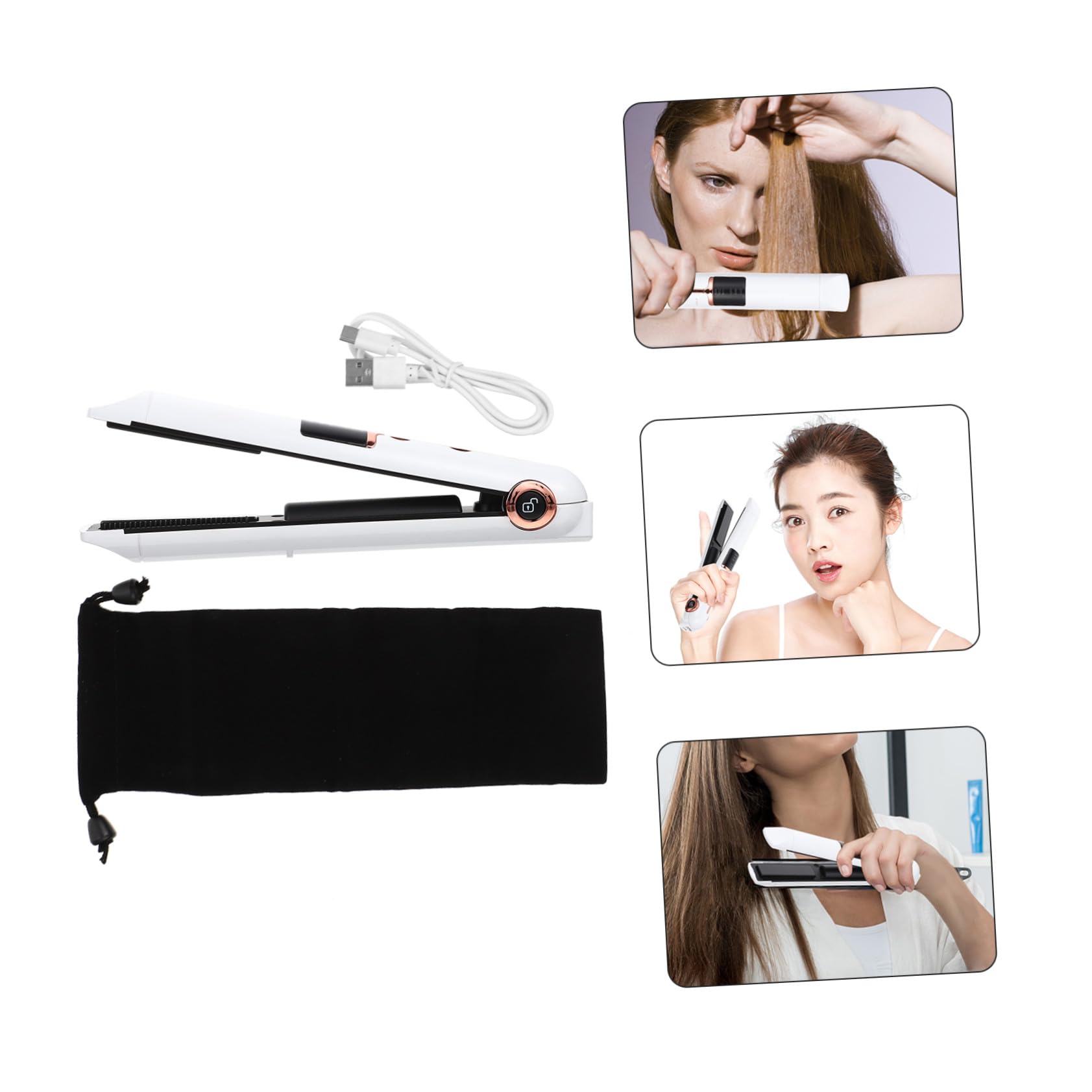 FOMIYES Plancha y Rizador Inalámbrico Cabello 1 Unidad Tamaño Compacto Color Marfil Multifuncional para Niñas y Mujeres Uso Portátil de Viaje para Alisar y Rizar