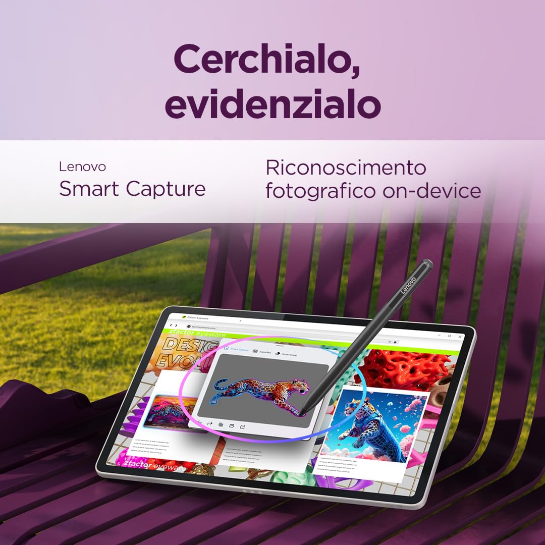 Lenovo Yoga Tab 11.1” Tablet Android 3.2K 144Hz con Penna Inclusa, Snapdragon 8 Gen 3, 8GB RAM 256GB, Ideale per Studio, Appunti, Disegno e Multitasking - Seashell
