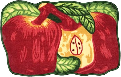 PREMIUS Sweet Apple - Tapete de cocina antideslizante llamativo y antideslizante colores vibrantes con hojas verdes material de pelo de poliéster