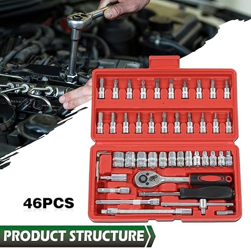 Miniatura 9 de GRAND ORANGE Juego de herramientas de zócalo de combinación de llave de trinquete de 1/4 "Herramienta de reparación de automóviles