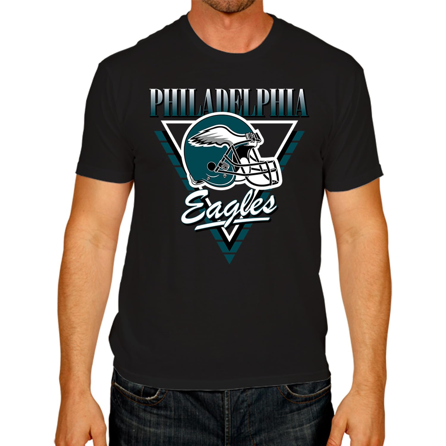 Team Fan Apparel Unisex Black Nfl Adult Retro Triangle T-Shirt, Tag-Less Comfortable Football Apparel, Officially Licensed, 3XL