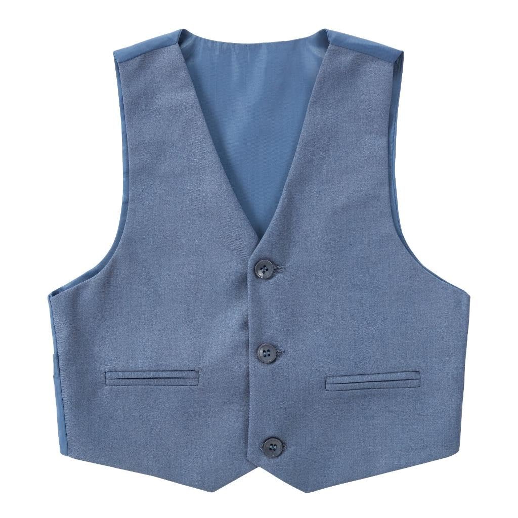 Lito Angels Completo Elegante per Bambino, 5 Pezzi (Giacca, Gilet, Camicia, Cravatta, Pantaloni), vestibilità Slim, Blu/Navy/Nero, Taglie 2-13 Anni