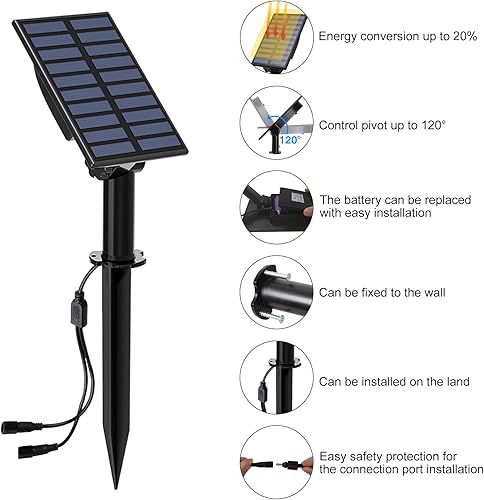 Miniatura 5 de T-SUN Focos solares impermeables para exteriores, 2 en 1, focos solares para paisaje, luces LED para jardín, patio, árbol, jardín, estanque, área de