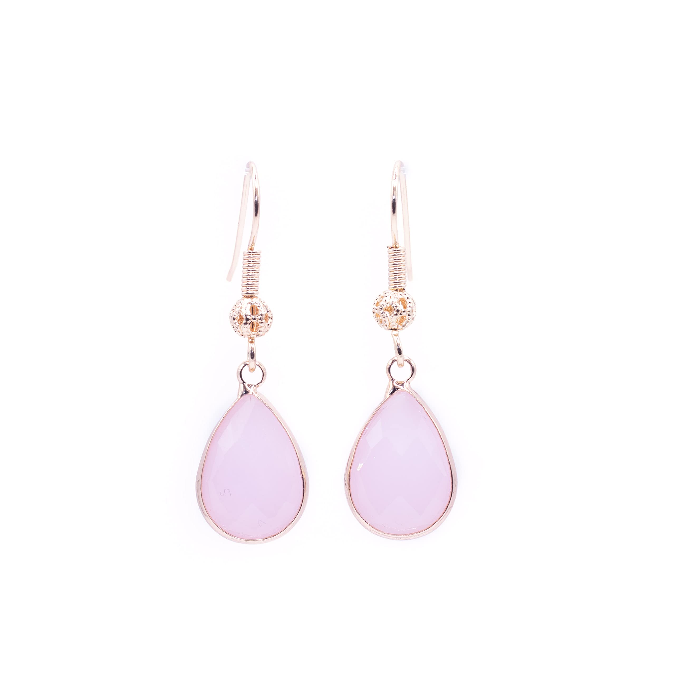 ZARZAMORA Pendientes Mujer Gota de Agua-Aretes Colgantes Cristal Transparente forma de Lagrima Ribetes Dorados-Gancho Hippy Acero Inoxidable Chapado en Oro14k-Regalo Original