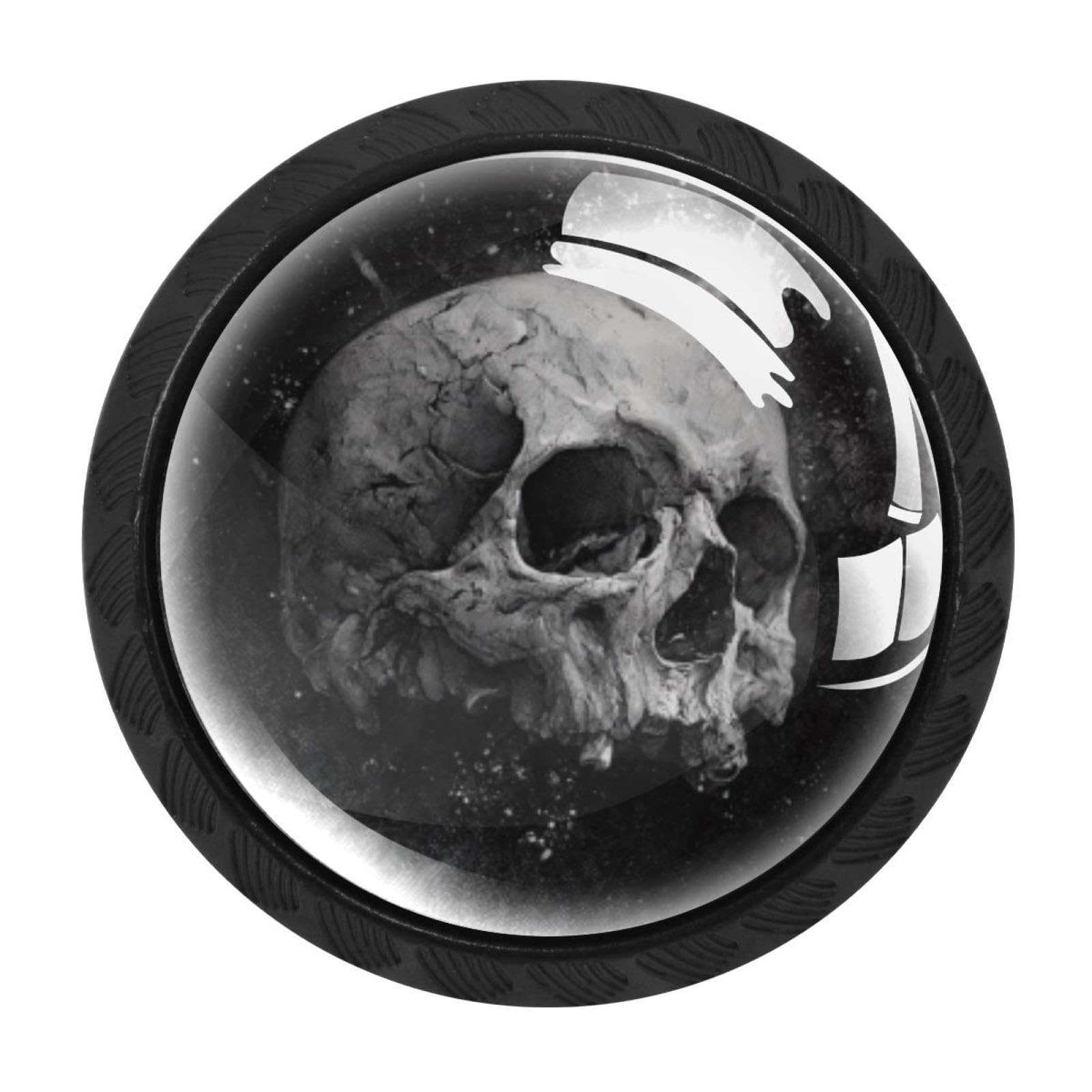 CHENZZZZ 4 Pack Round Cabinet Knobs for Kitchen Bathroom Closet Dresser Cabinets, Skull (1)
